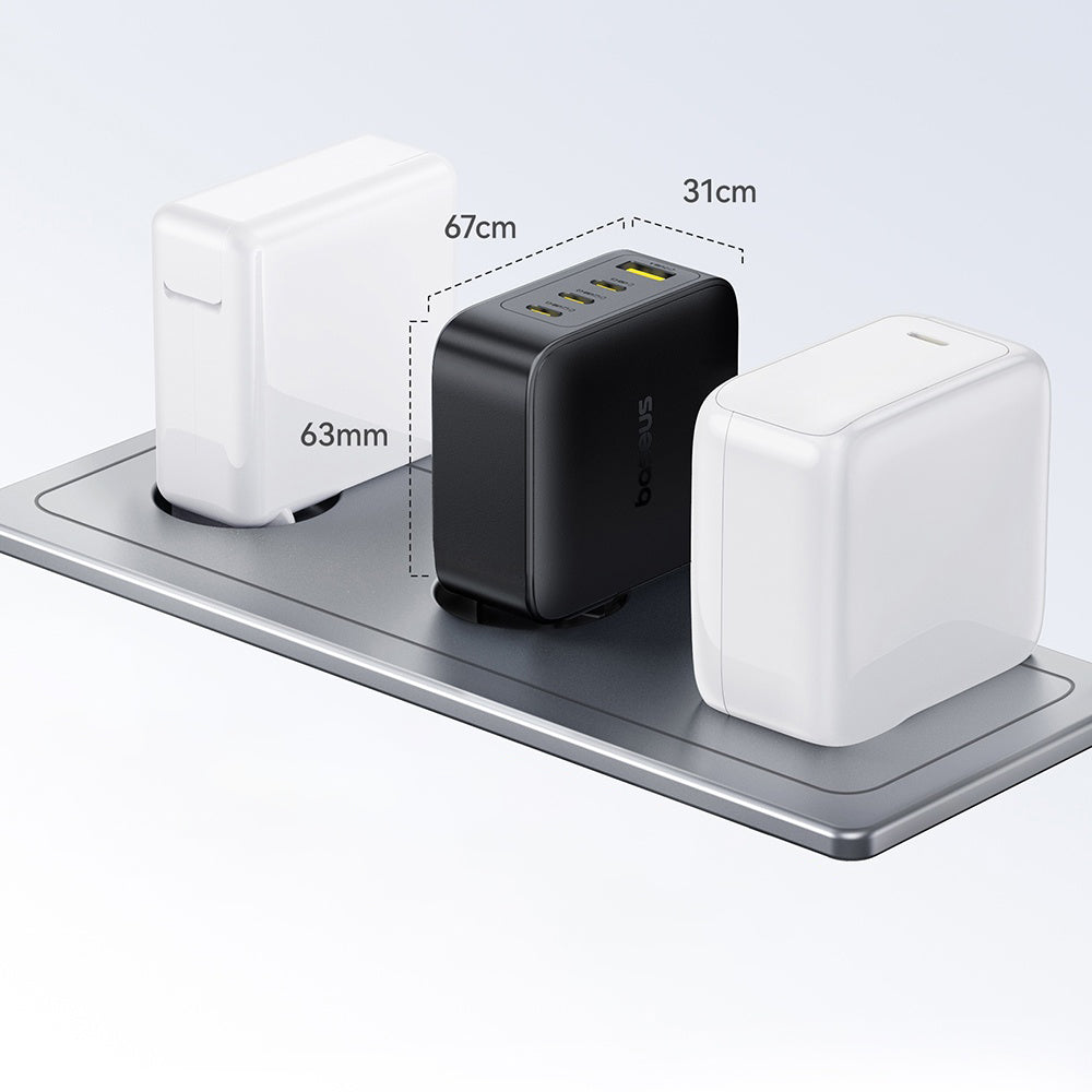 Sieťová nabíjačka Baseus EnerFill FH11, 140W, 5A, 1 x USB-A - 3 x USB-C, Čierna E0121J00