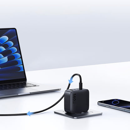 Sieťová nabíjačka Baseus EnerFill FH11, 140W, 5A, 1 x USB-A - 3 x USB-C, Čierna E0121J00