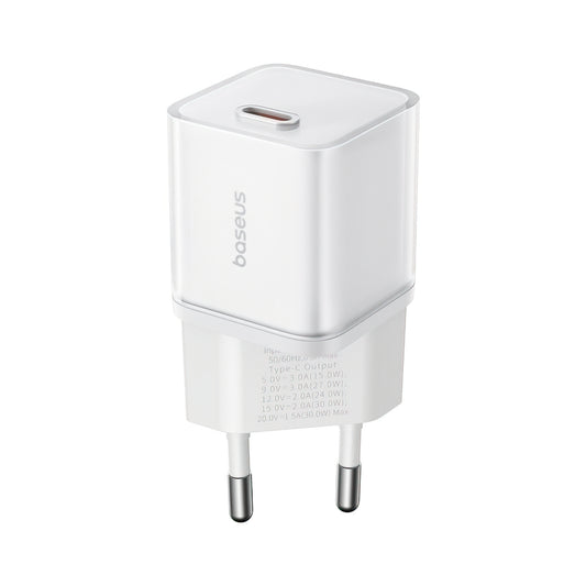Sieťová nabíjačka Baseus GaN5S, 30W, 3A, 1 x USB-C, Biela P10162504213-00