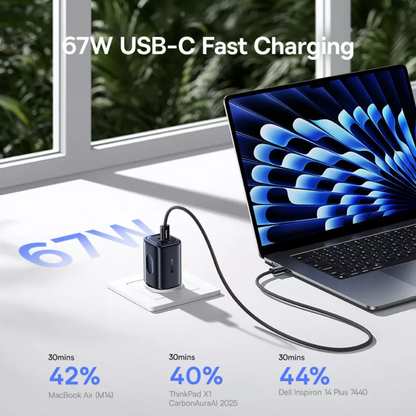 Sieťová nabíjačka Baseus PicoGo AE11, 67W, 1 x USB-A - 2 x USB-C, Čierna E0121200