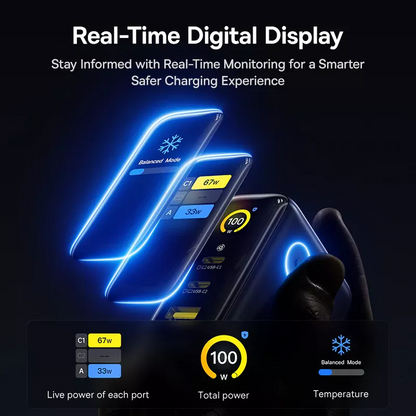 Sieťová nabíjačka Baseus PicoGo AE21 Display, 100W, 5A, 1 x USB-A - 2 x USB-C, čierna E0121B00