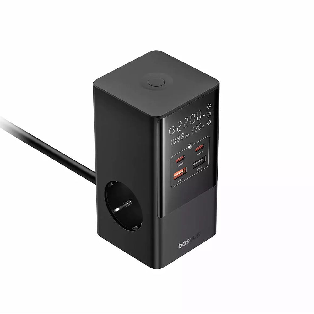 Sieťová nabíjačka Baseus PowerCombo, 35W, 5A, 2 x USB-A - 2 x USB-C - 3 x Schuko, Čierna, Znovu zapečatená E00023606113-00