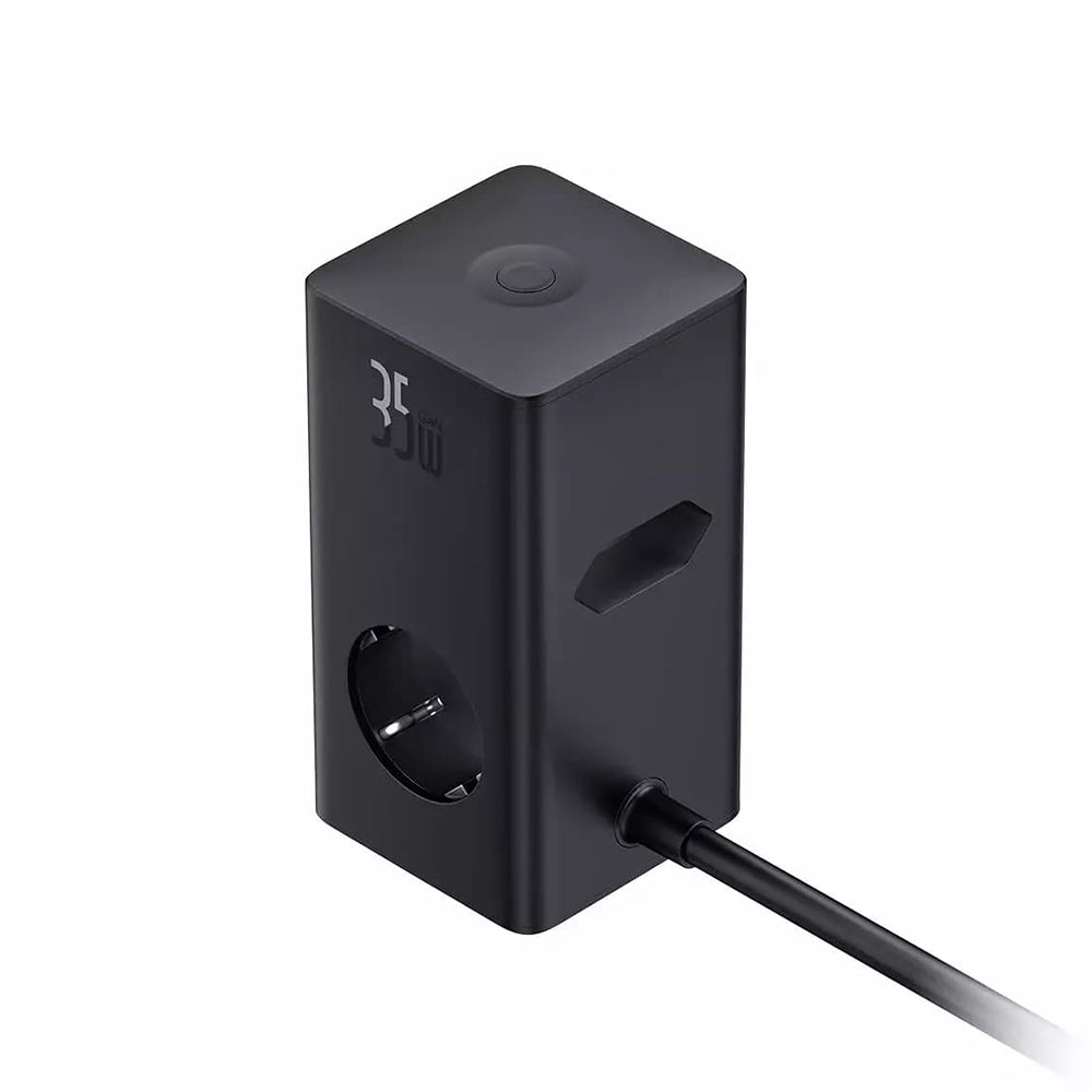 Sieťová nabíjačka Baseus PowerCombo, 35W, 5A, 2 x USB-A - 2 x USB-C - 3 x Schuko, Čierna, Znovu zapečatená E00023606113-00