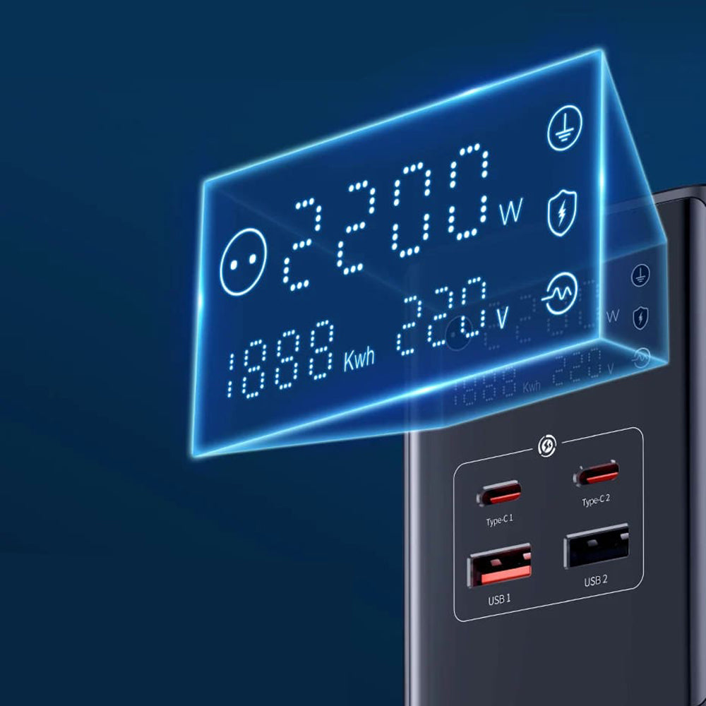 Sieťová nabíjačka Baseus PowerCombo, 35W, 5A, 2 x USB-A - 2 x USB-C - 3 x Schuko, Čierna, Znovu zapečatená E00023606113-00