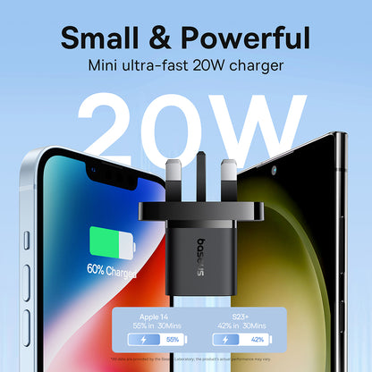 Sieťová nabíjačka Baseus UK, 20W, 3A, 1 x USB-C, Čierna P10110907113-00