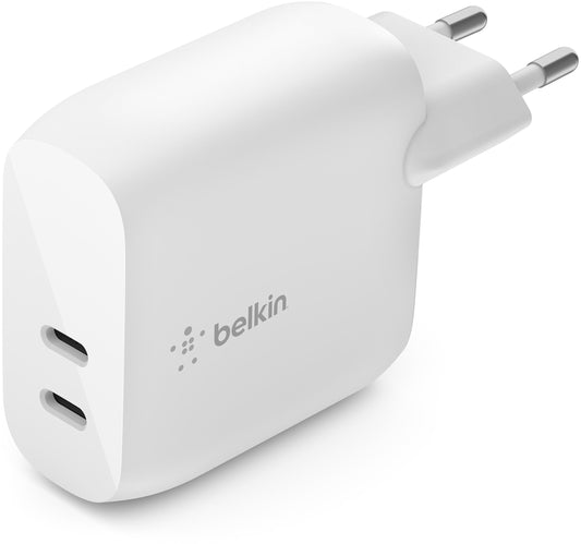 Sieťová nabíjačka Belkin BoostCharge Dual, 40W, 3A, 2 x USB-C, biela WCB006vfWH