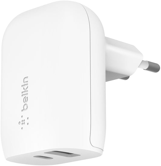 Sieťová nabíjačka Belkin BoostCharge Dual, 37W, 3A, 1 x USB-A - x USB-C, biela WCB007vfWH