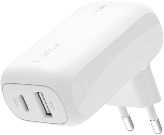 Sieťová nabíjačka Belkin BoostCharge Dual, 42W, 3A, 1 x USB-A - 1 x USB-C, biela WCB009vfWH