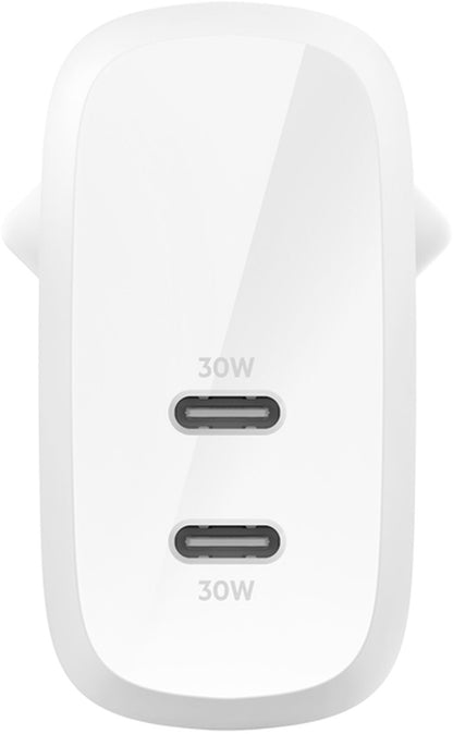 Sieťová nabíjačka Belkin BoostCharge Pro Dual, 60W, 3A, 2 x USB-C, biela WCB010vfWH