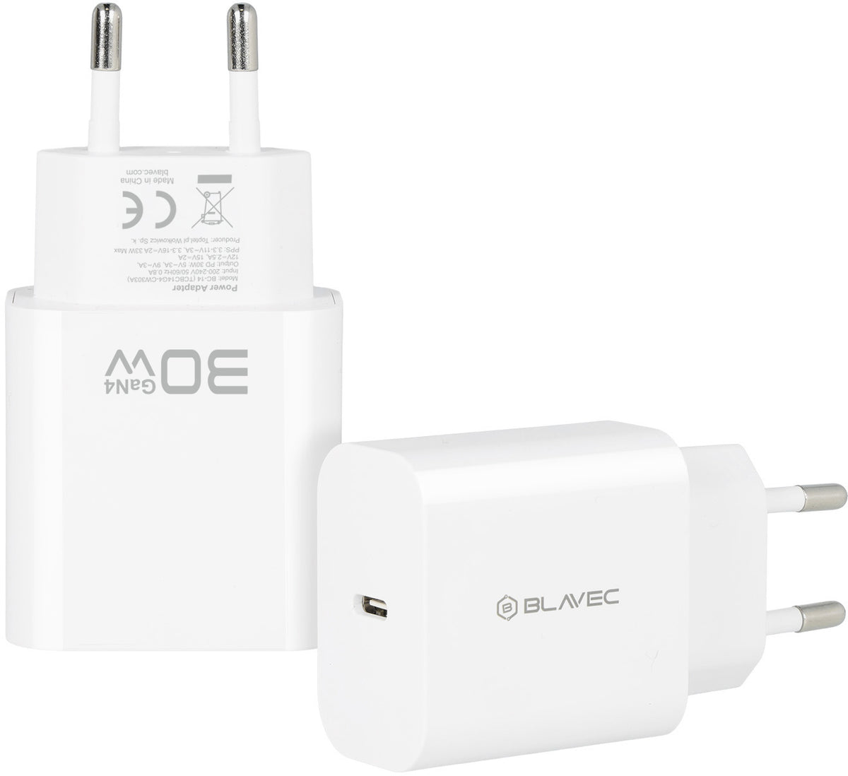 Blavec BC-14 Wall Charger, 30W, 3A, 1 x USB-C, White