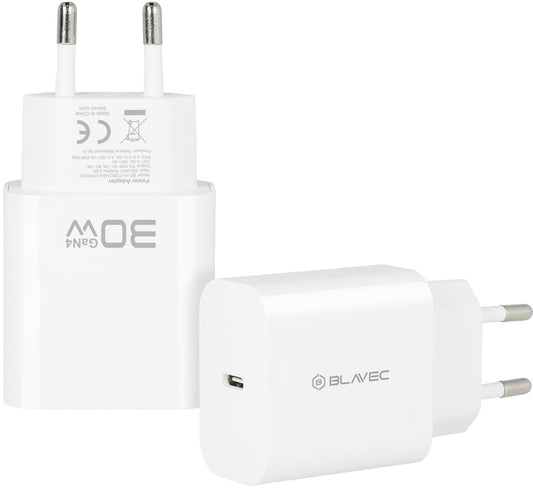 Sieťová nabíjačka Blavec BC-14, 30 W, 3 A, 1 × USB-C, biela