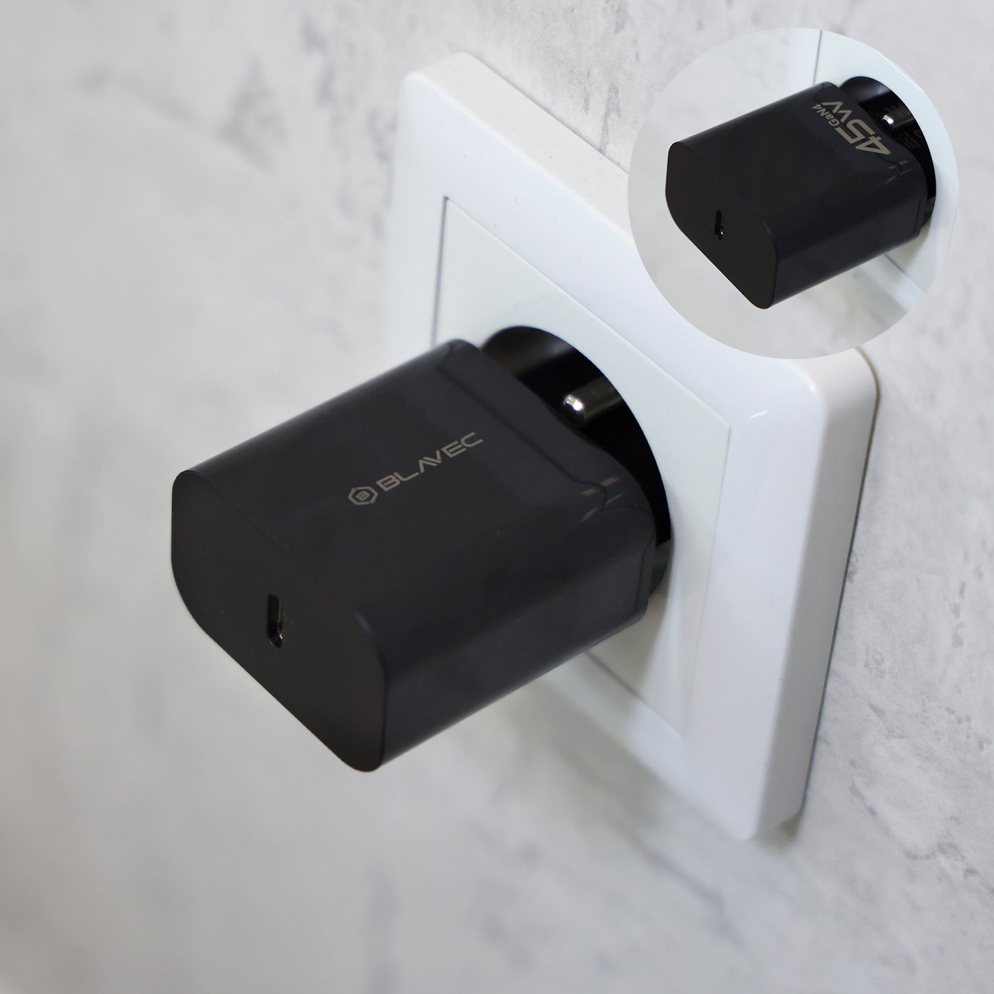 Sieťová nabíjačka Blavec BC-7, 45W, 3A, 1 x USB-C, Čierna