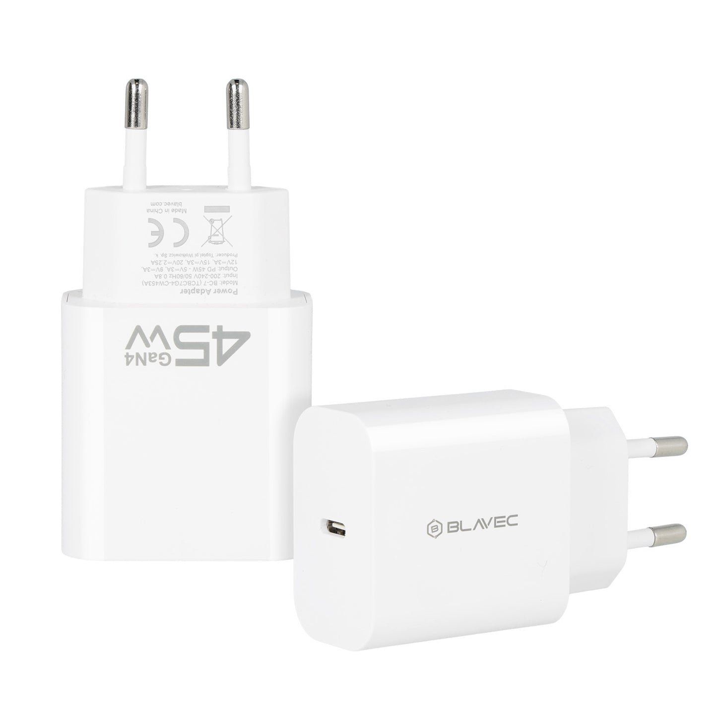 Sieťová nabíjačka Blavec BC-7, 45W, 3A, 1 x USB-C, Biela