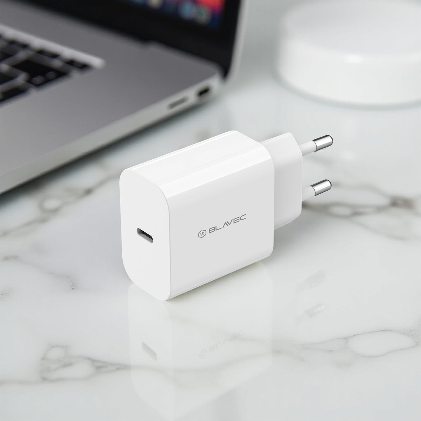 Sieťová nabíjačka Blavec BC-7, 45W, 3A, 1 x USB-C, Biela