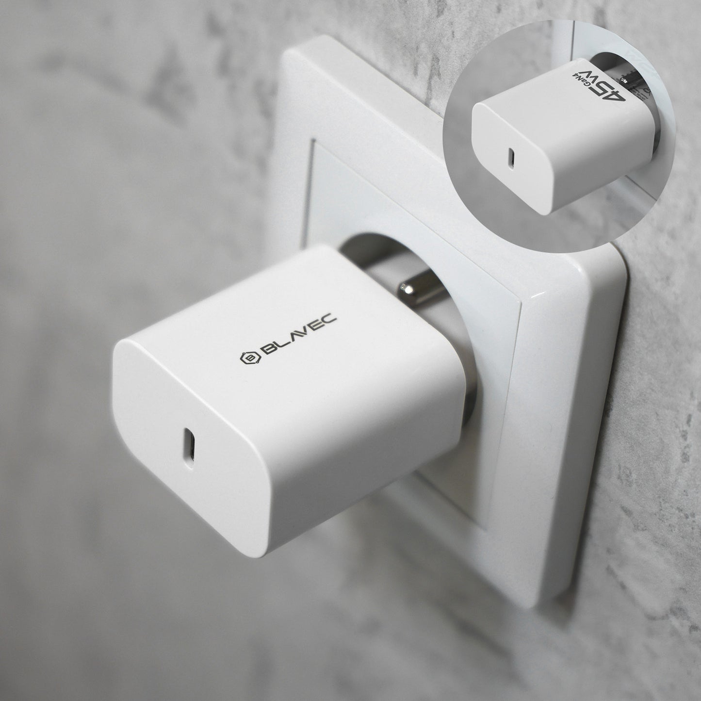 Sieťová nabíjačka Blavec BC-7, 45W, 3A, 1 x USB-C, Biela