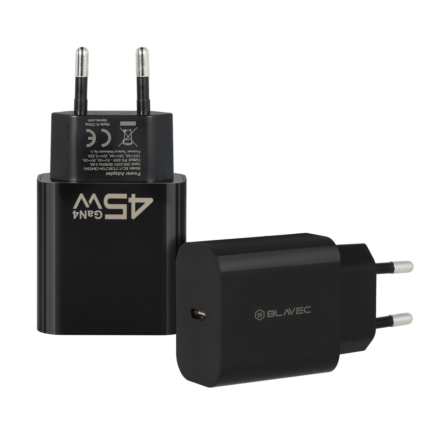 Sieťová nabíjačka Blavec BC-7, 45W, 3A, 1 x USB-C, Čierna