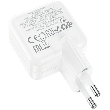 Sieťová nabíjačka BLUE Power BC111A, 30 W, 3A, 1 x USB-A - 1 x USB-C, biela 