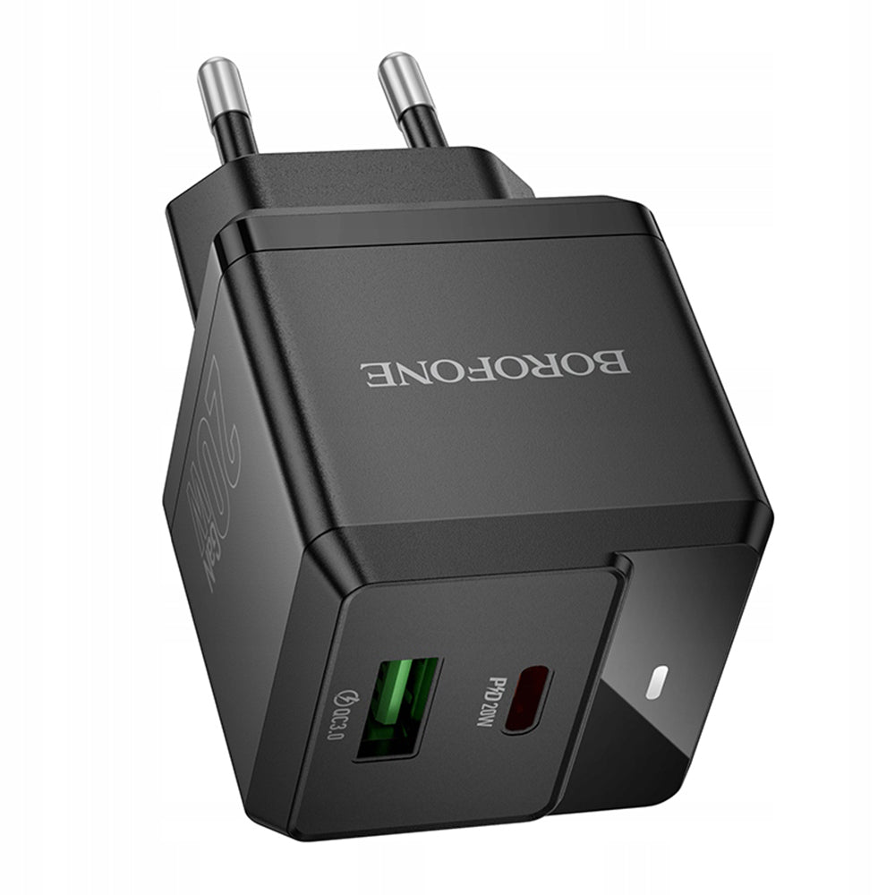 Sieťová nabíjačka Borofone BN19 Intenso, 20W, 3A, 1 x USB-A - 1 x USB-C, Čierna