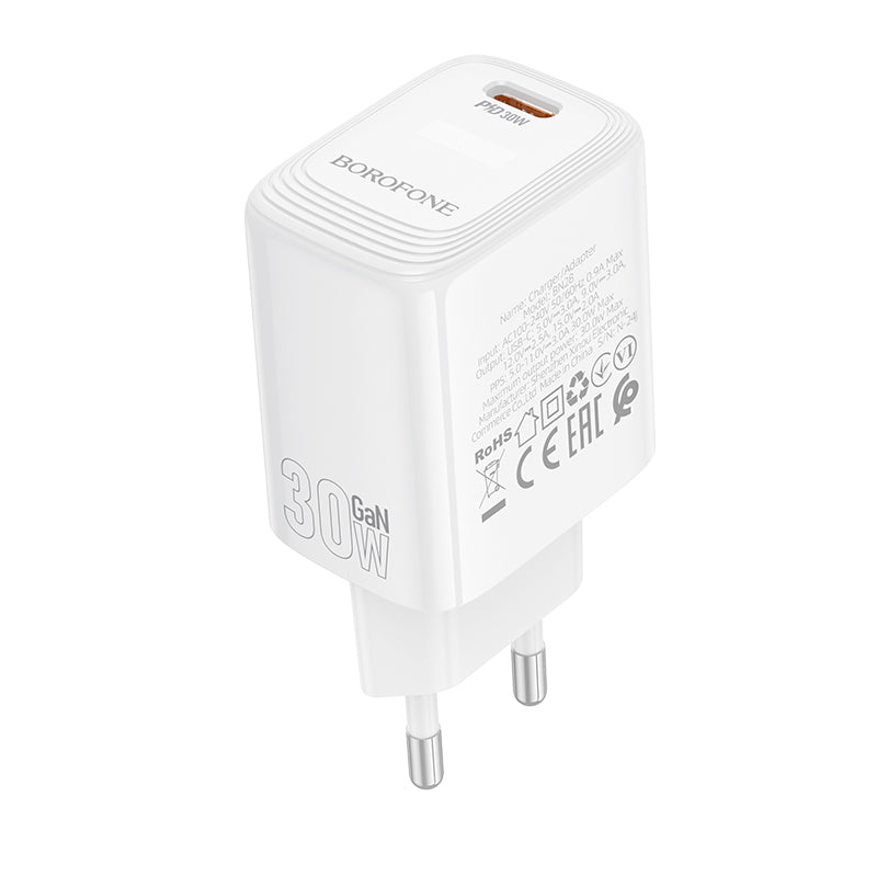 Sieťová nabíjačka Borofone BN28 Fuente, 30W, 3A, 1 x USB-C, Biela