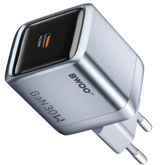Sieťová nabíjačka BWOO BO-CDA236, 30W, 3A, 1 x USB-C, sivá