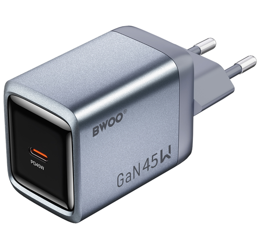 Sieťová nabíjačka BWOO BO-CDA238, 45W, 3A, 1 x USB-C, sivá