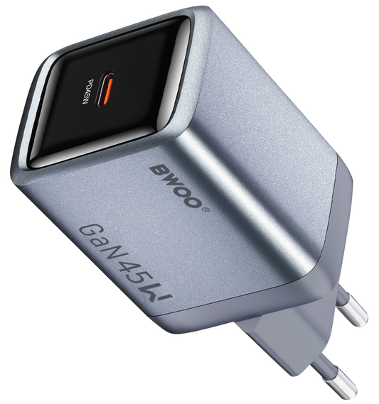 Sieťová nabíjačka BWOO BO-CDA238, 45W, 3A, 1 x USB-C, sivá