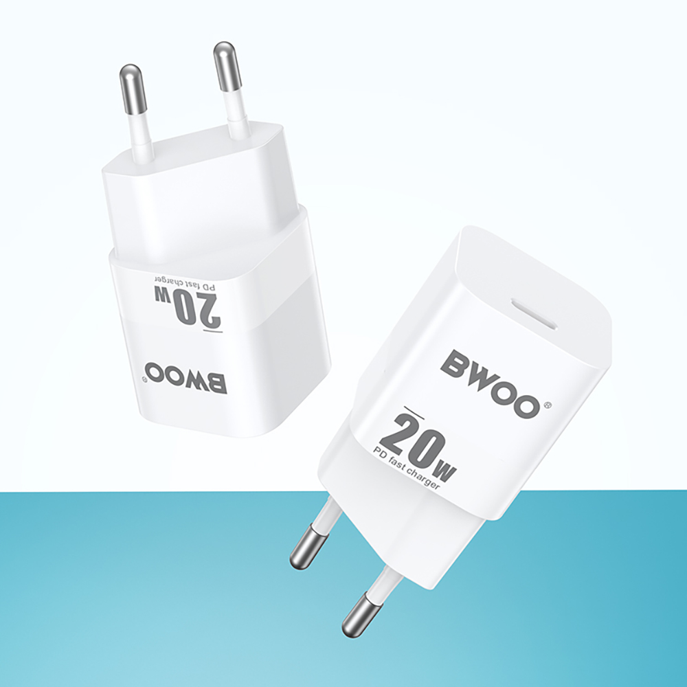 Sieťová nabíjačka BWOO CDA155, 20W, 3A, 1 x USB-C, biela
