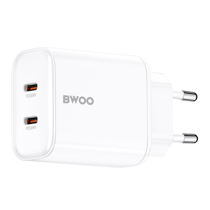 Sieťová nabíjačka BWOO CDA206, 35W, 3A, 2 x USB-C, biela