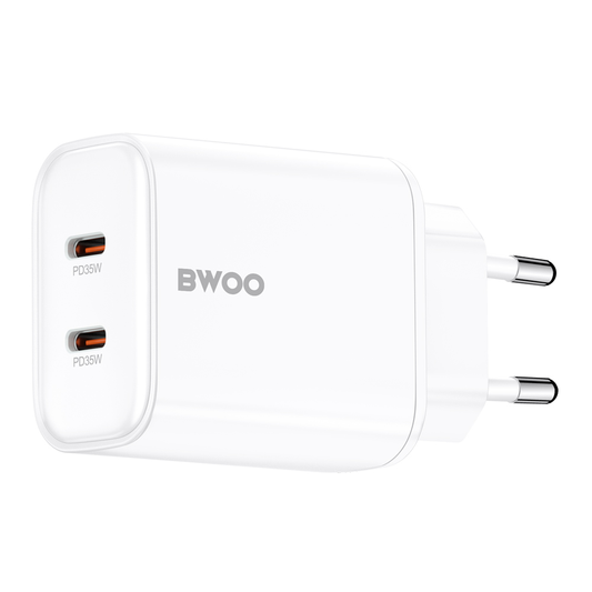Sieťová nabíjačka BWOO CDA206, 35W, 3A, 2 x USB-C, biela