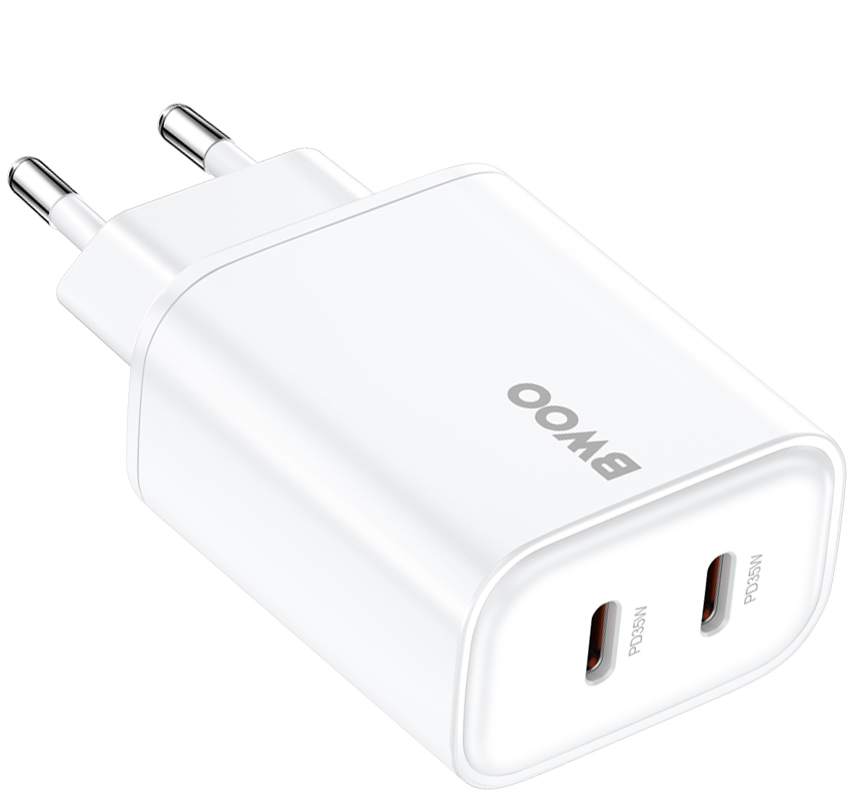 Sieťová nabíjačka BWOO CDA206, 35W, 3A, 2 x USB-C, biela