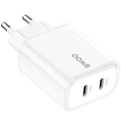 Sieťová nabíjačka BWOO CDA206, 35W, 3A, 2 x USB-C, biela