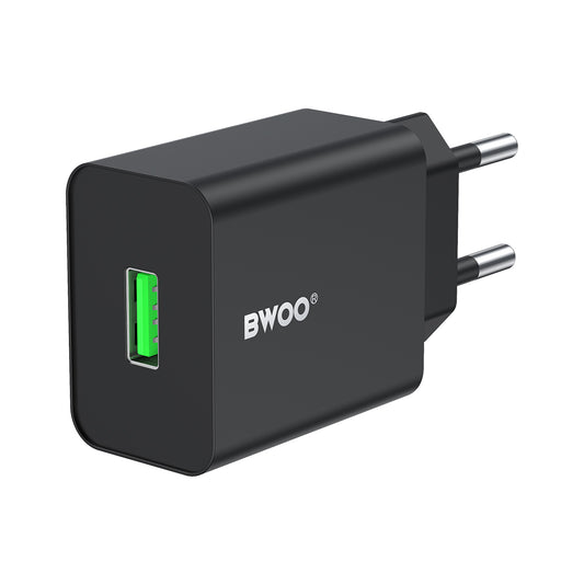 Sieťová nabíjačka BWOO CDA249, 12W, 2.4A, 1 x USB-A, Čierna