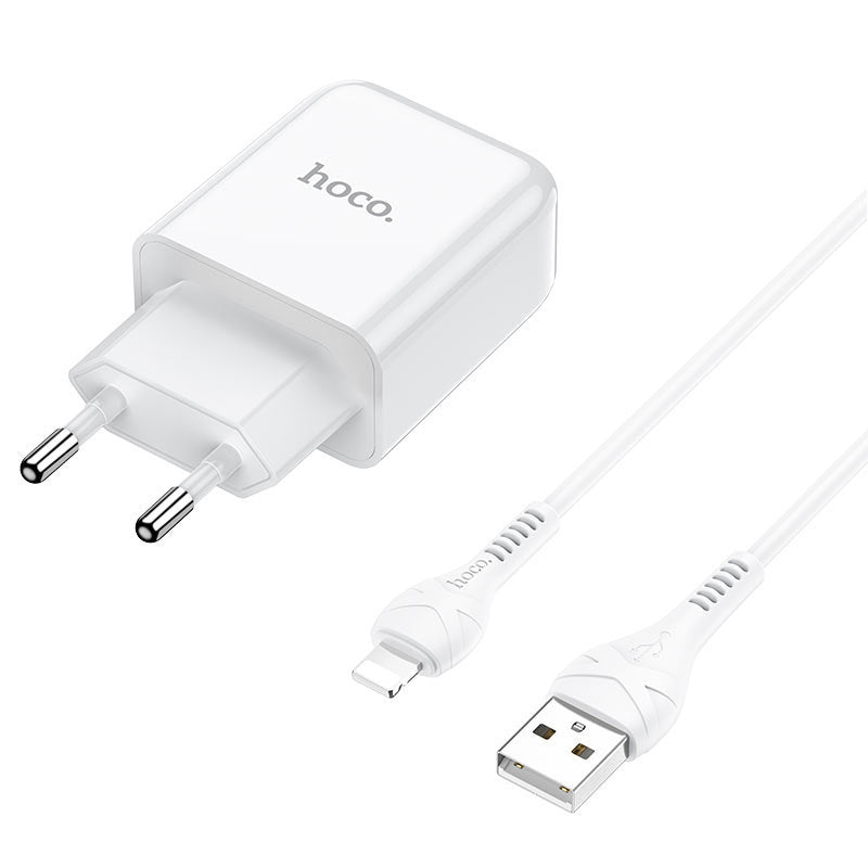 Sieťová nabíjačka s káblom Lightning HOCO N2, 10W, 2A, 1 x USB-A, Biela