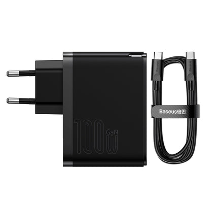Baseus GaN5 Pro Network Charger with USB-C Cable, 100W, 3A, 1 x USB-A - 1 x USB-C, Black CCGP090201