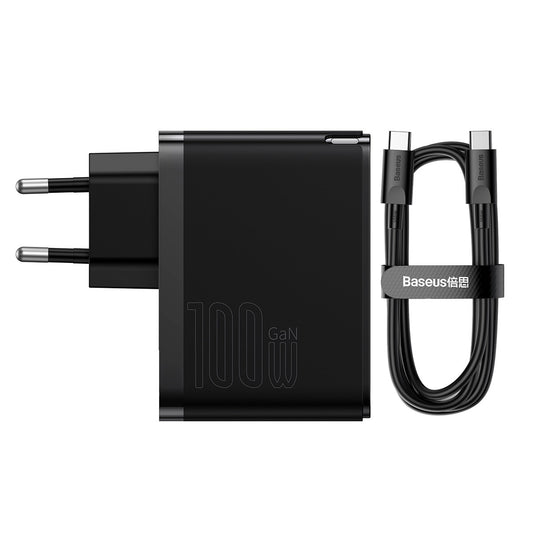 Sieťová nabíjačka s káblom USB-C Baseus GaN5 Pro, 100W, 3A, 1 x USB-A - 1 x USB-C, Čierna CCGP090201