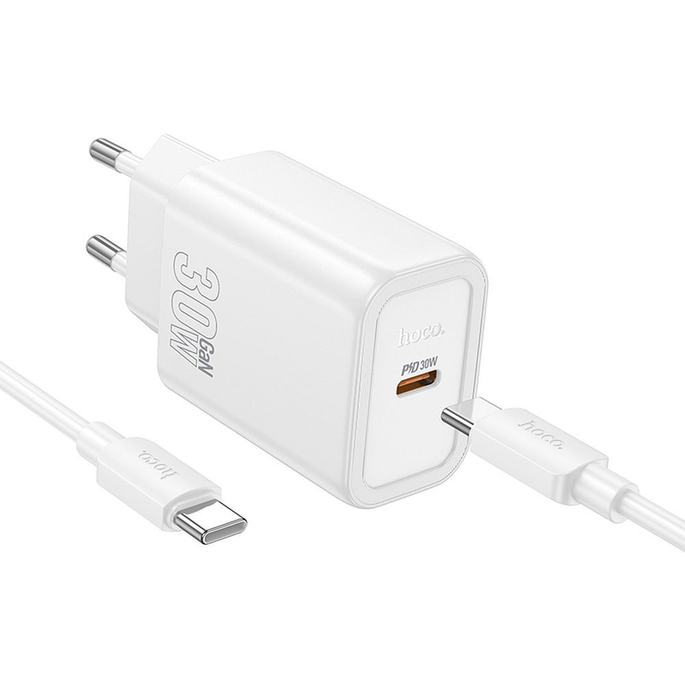 Sieťová nabíjačka s káblom USB-C HOCO N62, 30W, 3A, 1 x USB-C, Biela