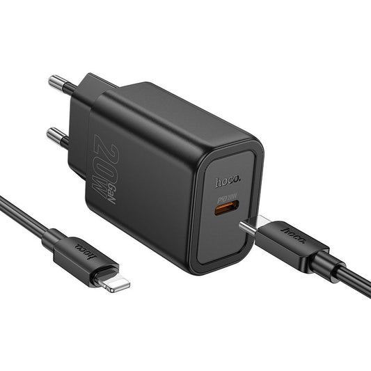 Sieťová nabíjačka s káblom Lightning HOCO N60, 20W, 3A, 1 x USB-C, Čierna