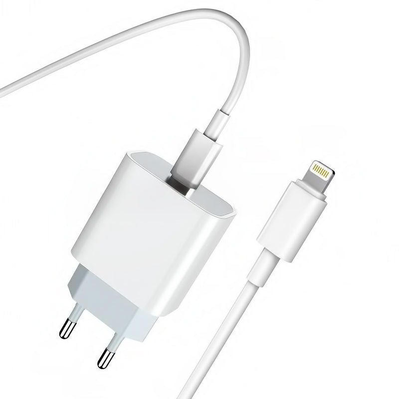 Sieťová nabíjačka s káblom Lightning Prestico F8S, 20W, 3A, 1 x USB-C, Biela