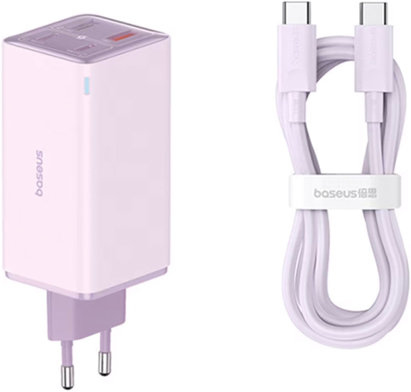 Sieťová nabíjačka s káblom USB-C Baseus GaN6 Pro, 100W, 3.25A, 2 x USB-A - 2 x USB-C, Fialová P10162705532-00