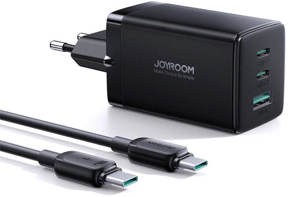Sieťová nabíjačka s káblom USB-C Joyroom TCG01, 65W, 3.25A, 1 x USB-A - 2 x USB-C, Čierna