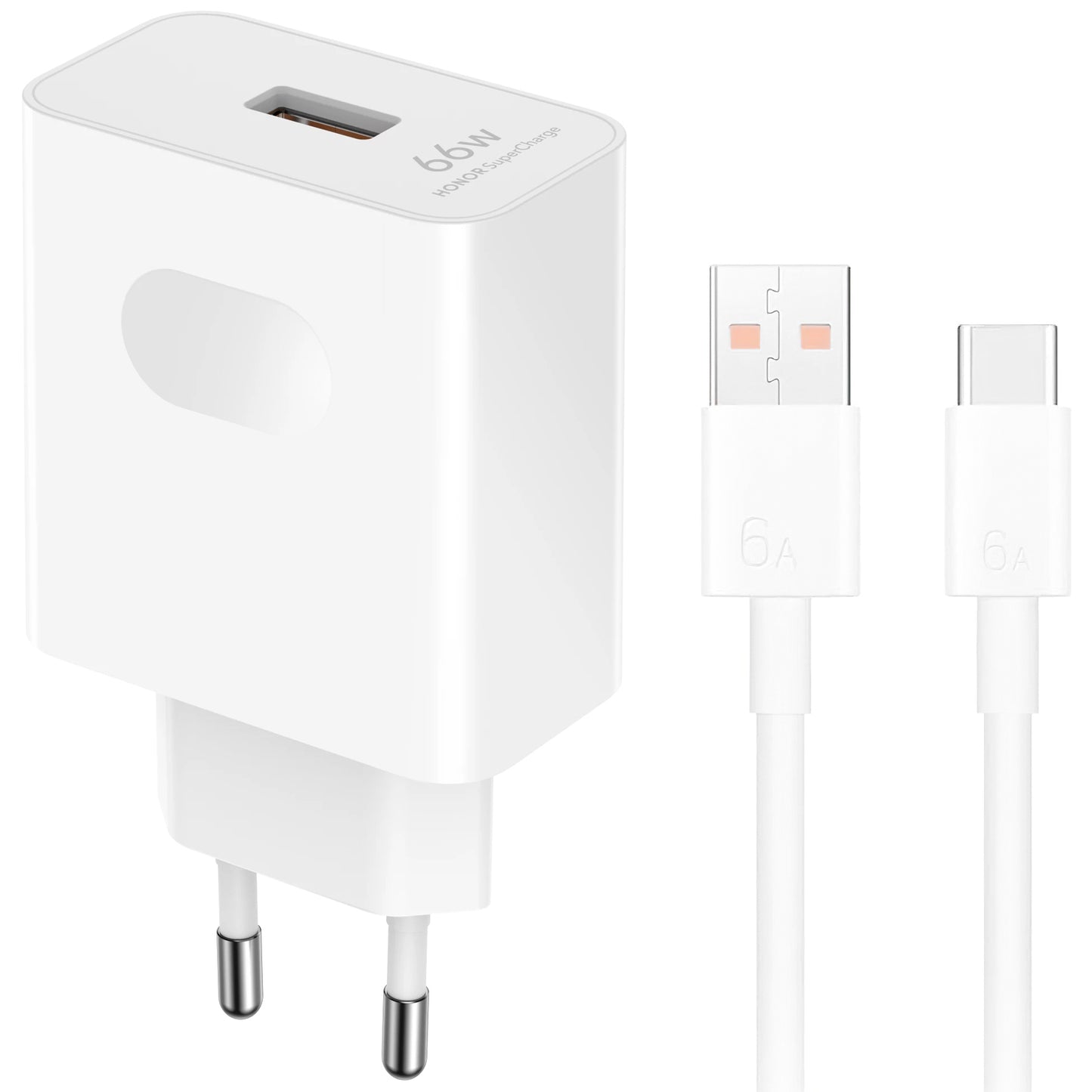 Sieťová nabíjačka s káblom USB-C Honor HN-110600E00, 66W, 6A, 1 x USB-A, Biela 5503AAHX