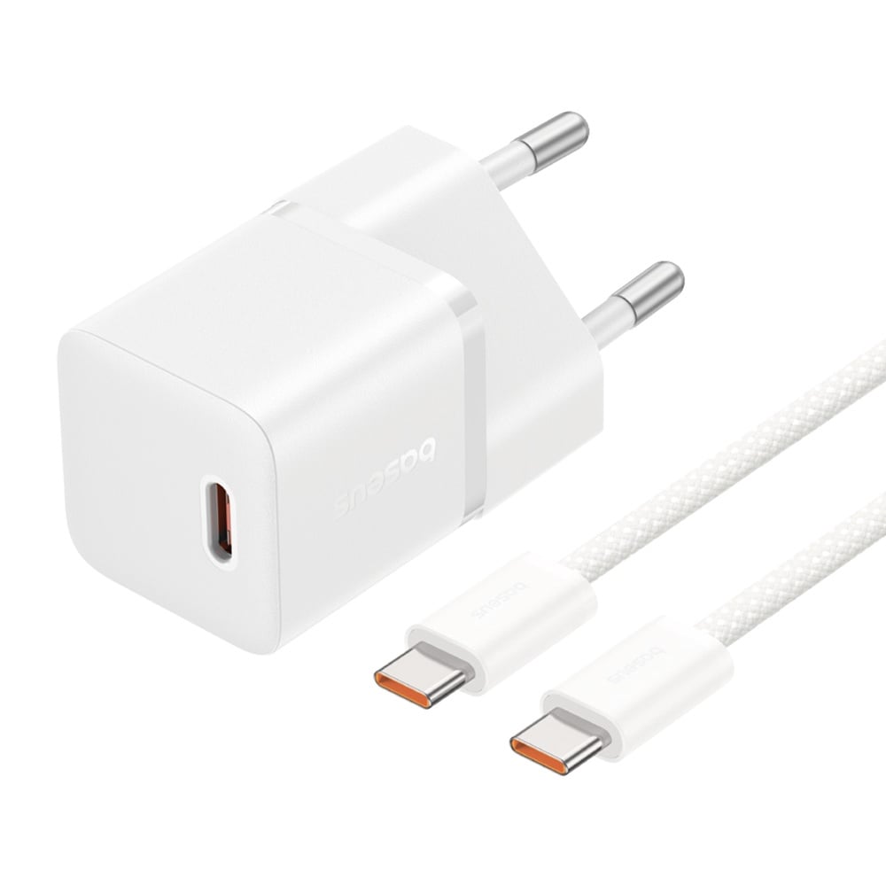 Sieťová nabíjačka s káblom USB-C Baseus GaN5, 20W, 3A, 1 x USB-C, Biela P10110900213-01