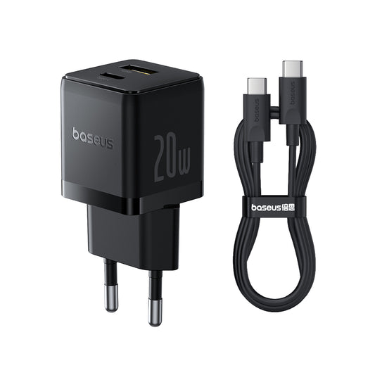 Sieťová nabíjačka s káblom USB-C Baseus Palm, 20W, 3A, 1 x USB-A - 1 x USB-C, Čierna P10111608113-01