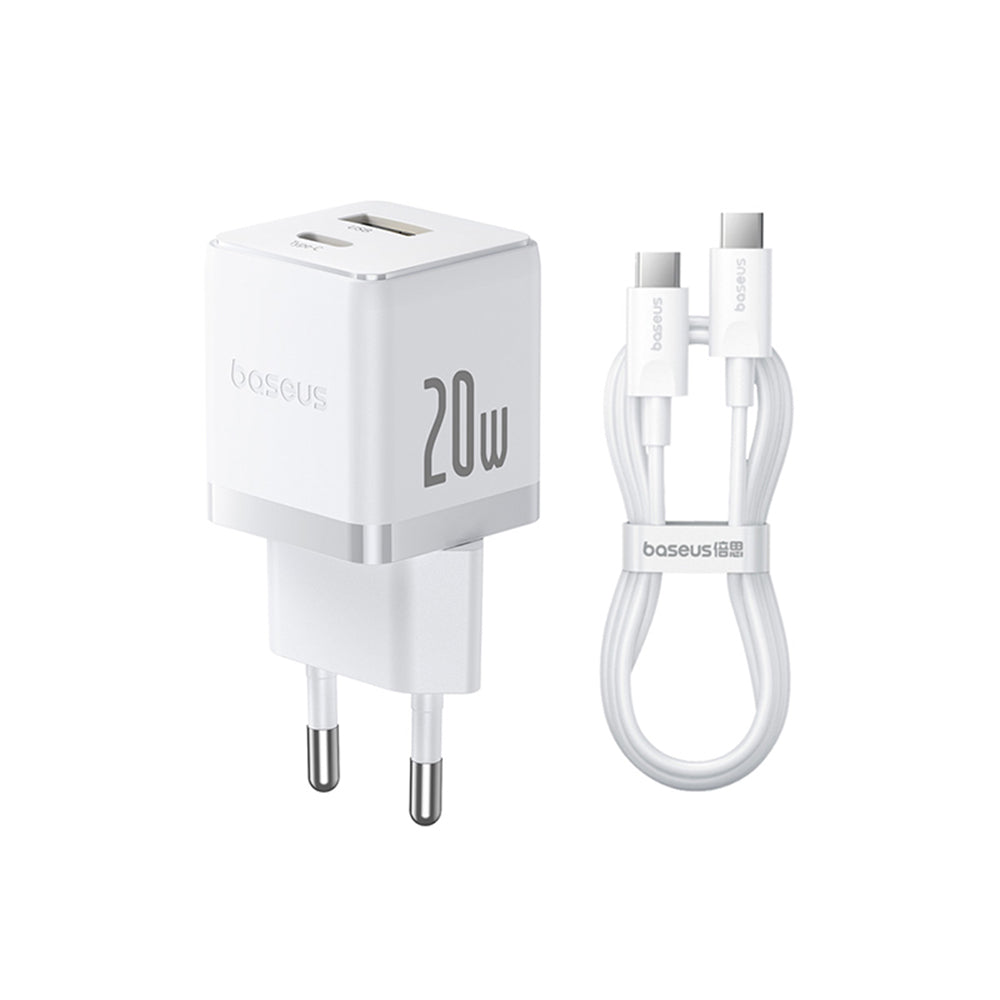 Sieťová nabíjačka s káblom USB-C Baseus Palm, 20W, 3A, 1 x USB-A - 1 x USB-C, Biela P10111608213-01