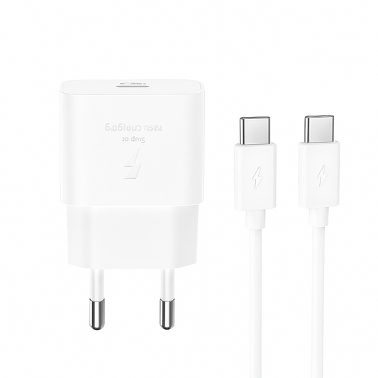 Sieťová nabíjačka s káblom USB-C XO Design L167, 25W, 3A, 1 x USB-C, Biela