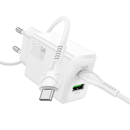 Sieťová nabíjačka s káblom USB-C HOCO N71, 30W, 3A, 1 x USB-A - 1 x USB-C, Biela