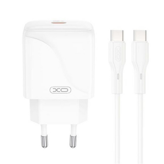 Sieťová nabíjačka s káblom USB-C XO Design L141, 20W, 3A, 1 x USB-C, Biela