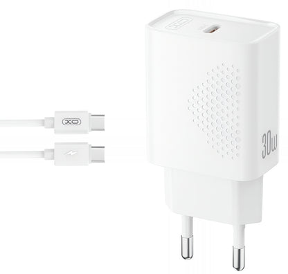 Sieťová nabíjačka s káblom USB-C XO Design L162, 30W, 3A, 1 x USB-C, Biela