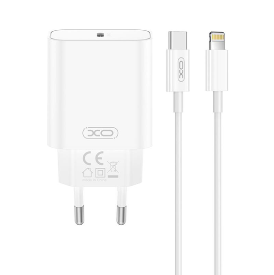 Sieťová nabíjačka s káblom Lightning XO Design CE32, 20W, 3A, 1 x USB-C, biela