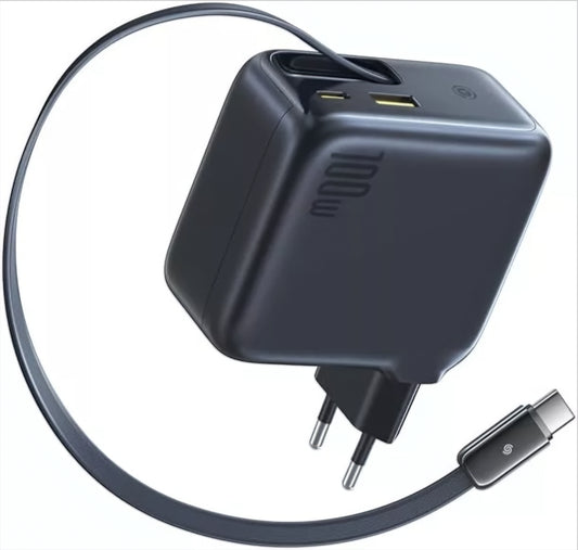 Sieťová nabíjačka s káblom USB-C Baseus EnerCore CJ11, 100W, 1 x USB-A - 2 x USB-C, Čierna E0120M00